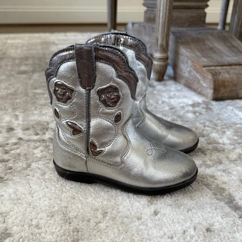Zara Silver Cowboy Boots